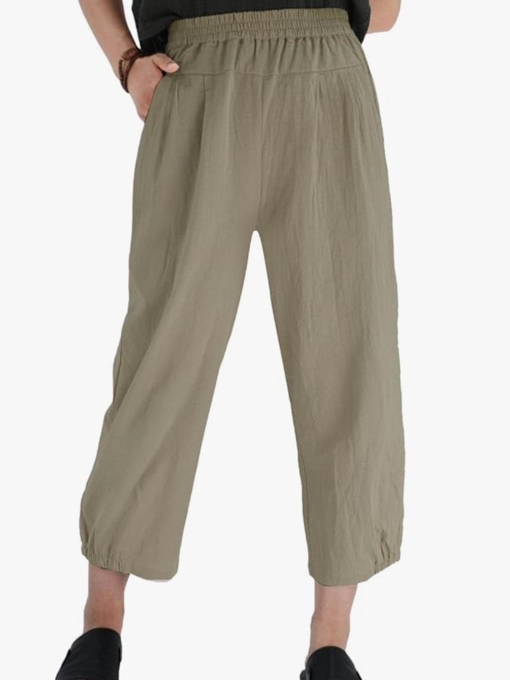 Women’s Khaki Casual Elastic-Waist Pants